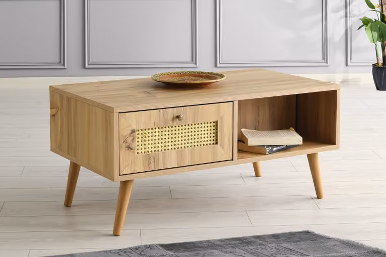 Skye Decor, Sidyma - Oak, tavolino da caffè, rovere, 100 % MELAMIN COATED SLIPBOARD, 97 x 55 x 45 cm