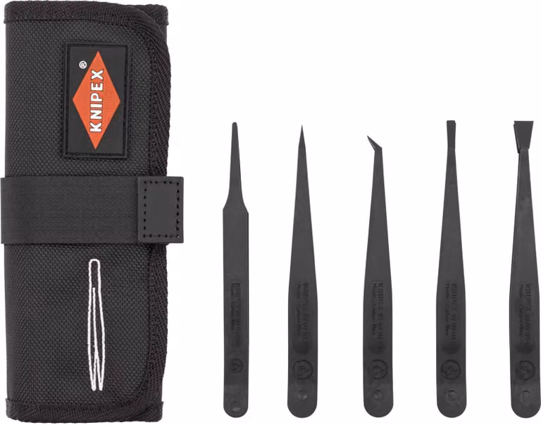 Set di pinzette in plastica KNIPEX, ESD 5 pz
