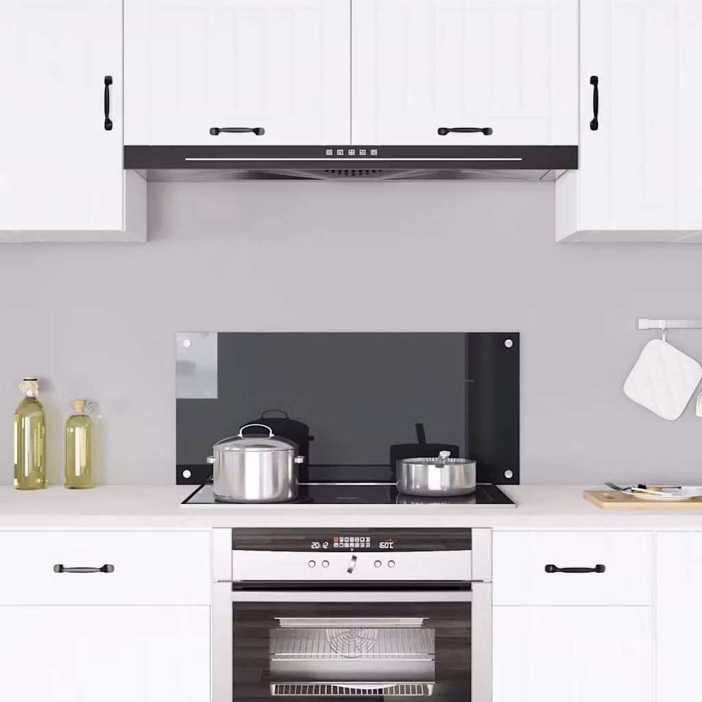Paraschizzi per cucina vidaXL in vetro temperato nero L: 90 cm, H: 40 cm