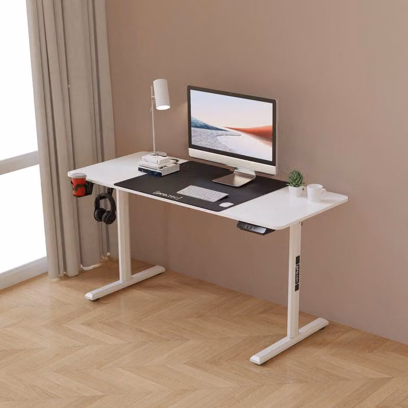 Scrivania regolabile in altezza – Scrivania elettrica con possibilità di seduta e lavoro in piedi, con piano di lavoro di 140x60 cm e motore silenzioso