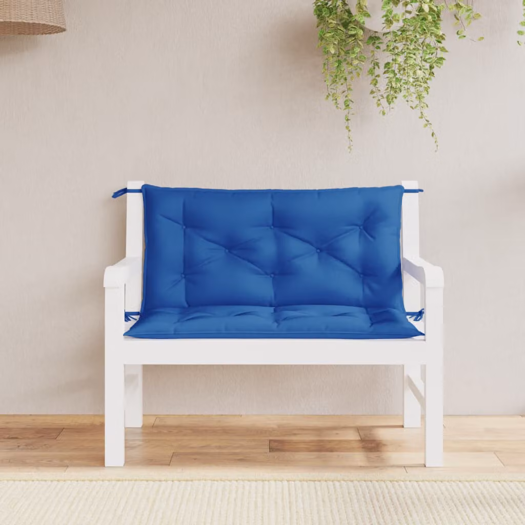Set di 2 cuscini per panca da giardino vidaXL in tessuto Oxford blu, impermeabili e traspiranti, L 100 cm x P 50 cm x H 7 cm
