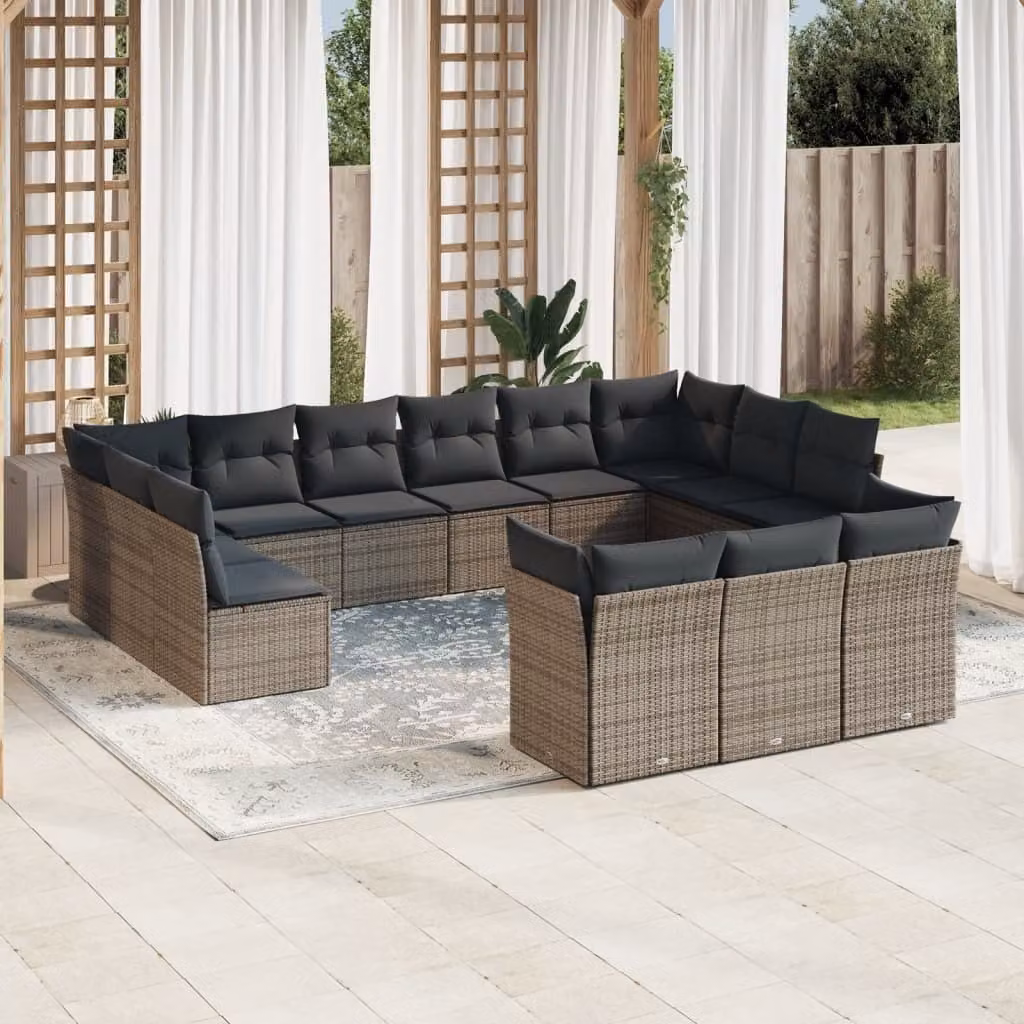 Maison Exclusive - Set Divani da Giardino 13 pz con Cuscini Grigio in Polyrattan