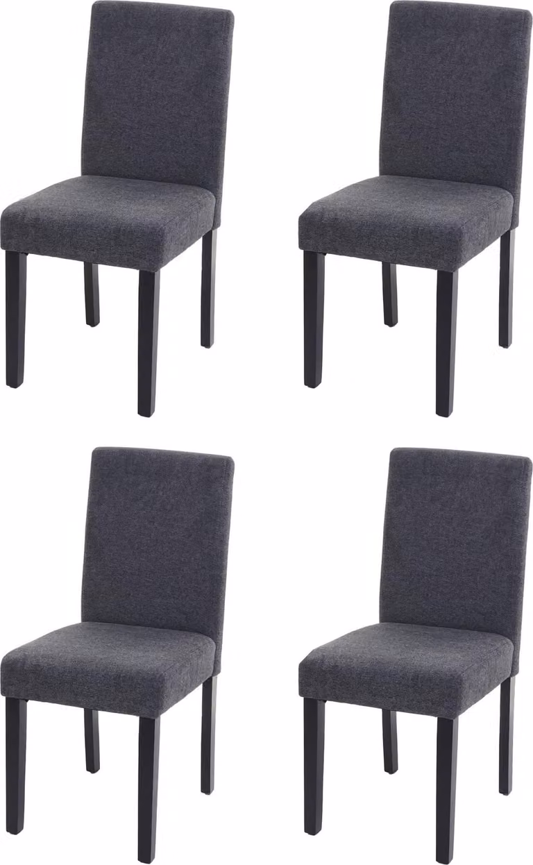 Set di 4 sedie da sala da pranzo Sedie da cucina classiche e intramontabili | A x L x P 90 x 43 x 56 cm | Altezza seduta 45 cm | Tessuto | Gambe scure | Grigio antracite