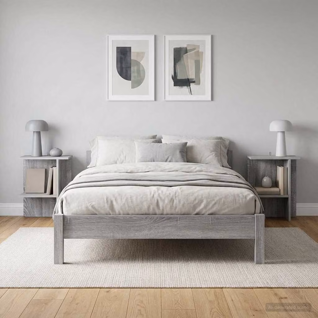 Set di 2 tavolini da salotto moderni vidaXL in colore grigio, forma rettangolare, L/P/H: 40 x 30 x 49 cm