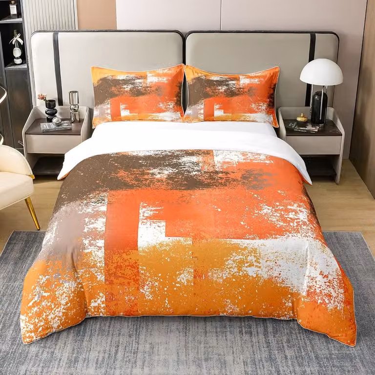 Solidchoice - Set di lenzuola e copripiumino in stile vintage e astratto, per letto super king size