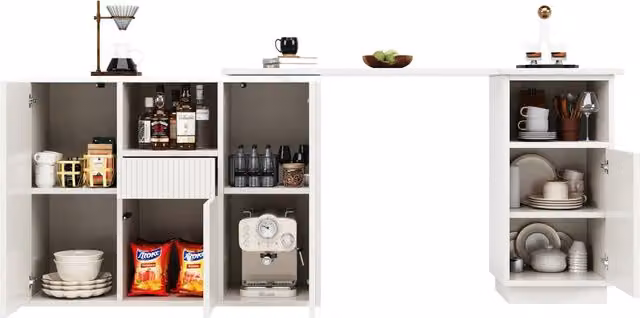 Carrello da cucina con cassetti; piano pieghevole; struttura in metallo e MDF; blu; 143 x 75 x 91 cm