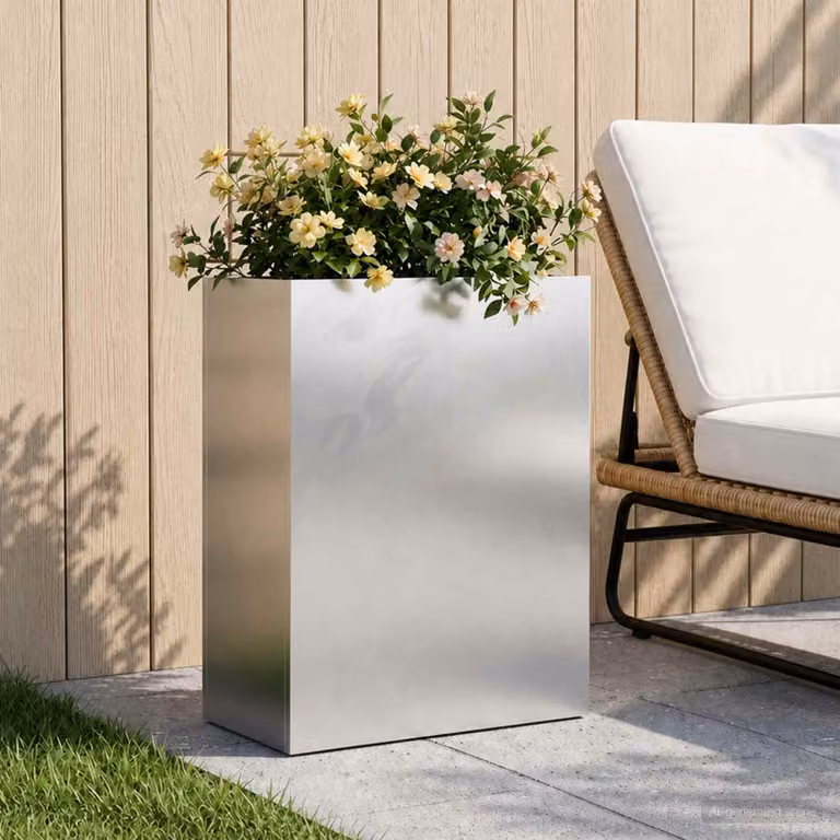 Vaso da giardino vidaXL in acciaio inox color argento L 40 cm x P 20 cm x H 40 cm