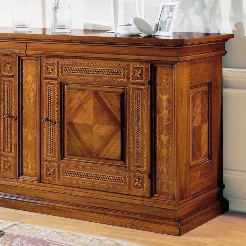 Credenza classica con 2 porte e intarsio in legno Bassano marrone Mobili 2G L: 230 cm, P: 68 cm, H: 115 cm – 3