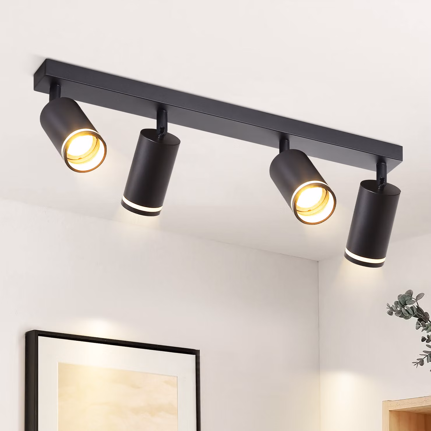 ZMH Plafoniera LED nera Faretto da soffitto: 4 fiamme GU10 Faretto orientabile Faretti da soffitto moderniSoggiorno Cucina Camera da letto, Senza lampadine