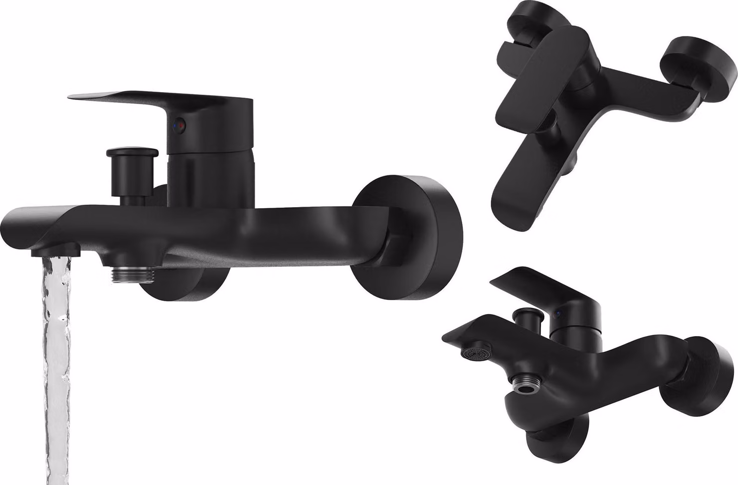 Granitan - Miscelatore vasca - Rubinetto vasca altezza 10,3 cm - Miscelatore nero - ottone - VITO