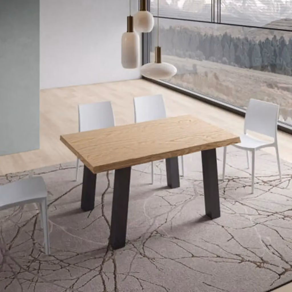 Tavolo fisso Itamoby in legno di rovere con bordo live edge e gambe in metallo antracite L: 140 cm, P: 90 cm, H: 75 cm – 2
