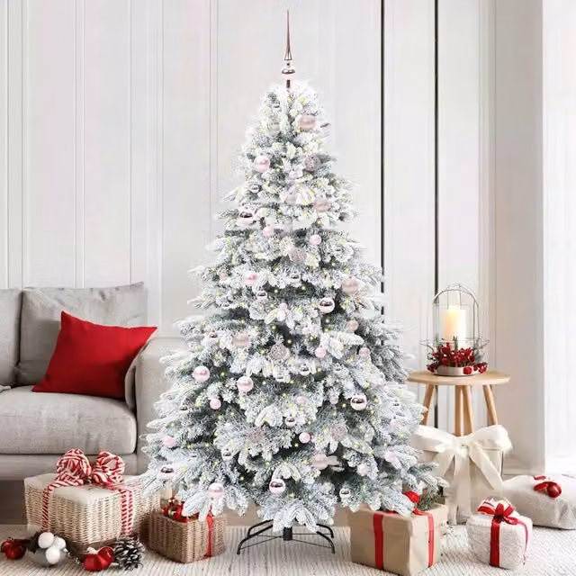 Albero di Natale artificiale moderno vidaXL bianco con 300 LED luce bianca calda in PE e PVC, Altezza: 180 cm