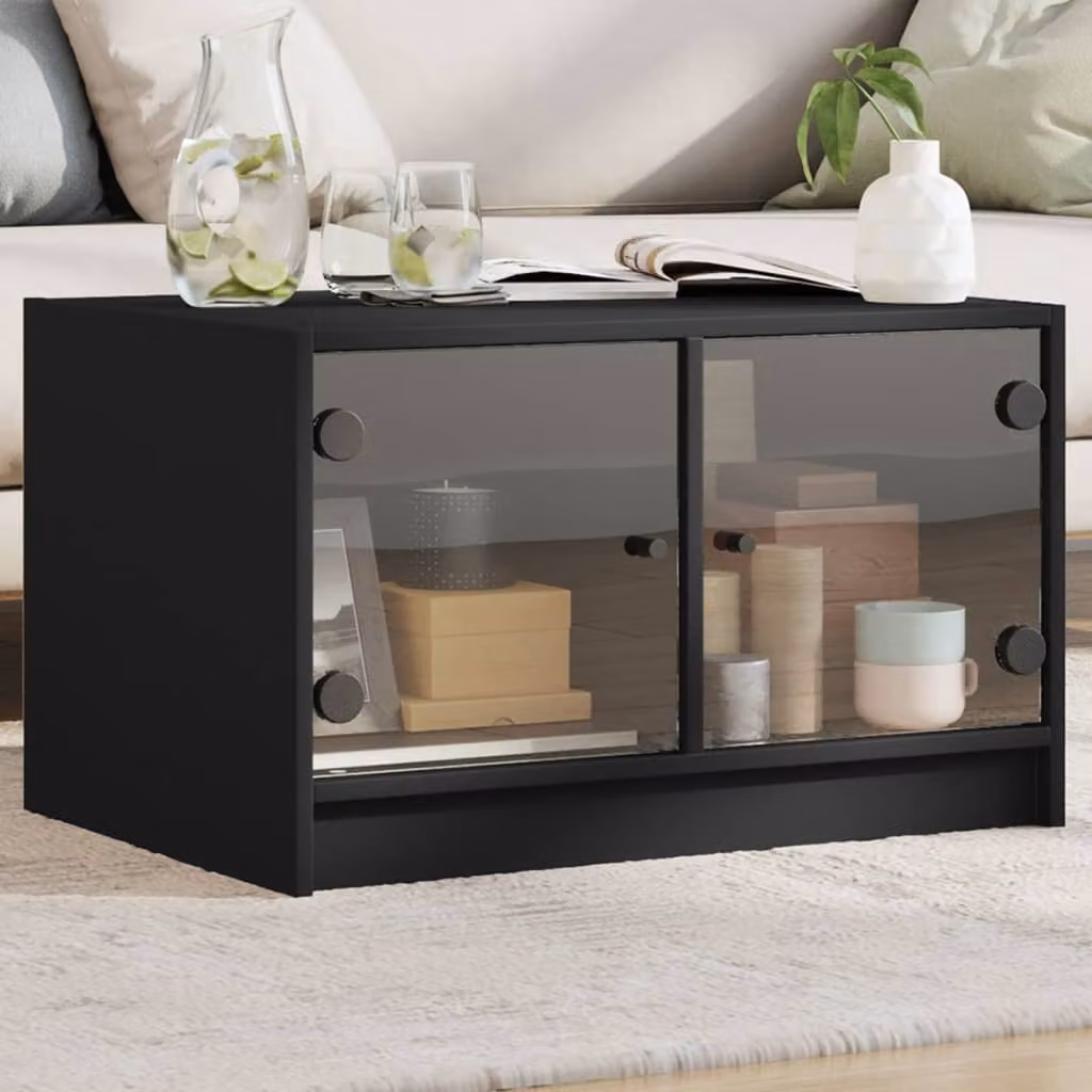 Maison Exclusive - Tavolino con ante in vetro Nero 68x50x42 cm