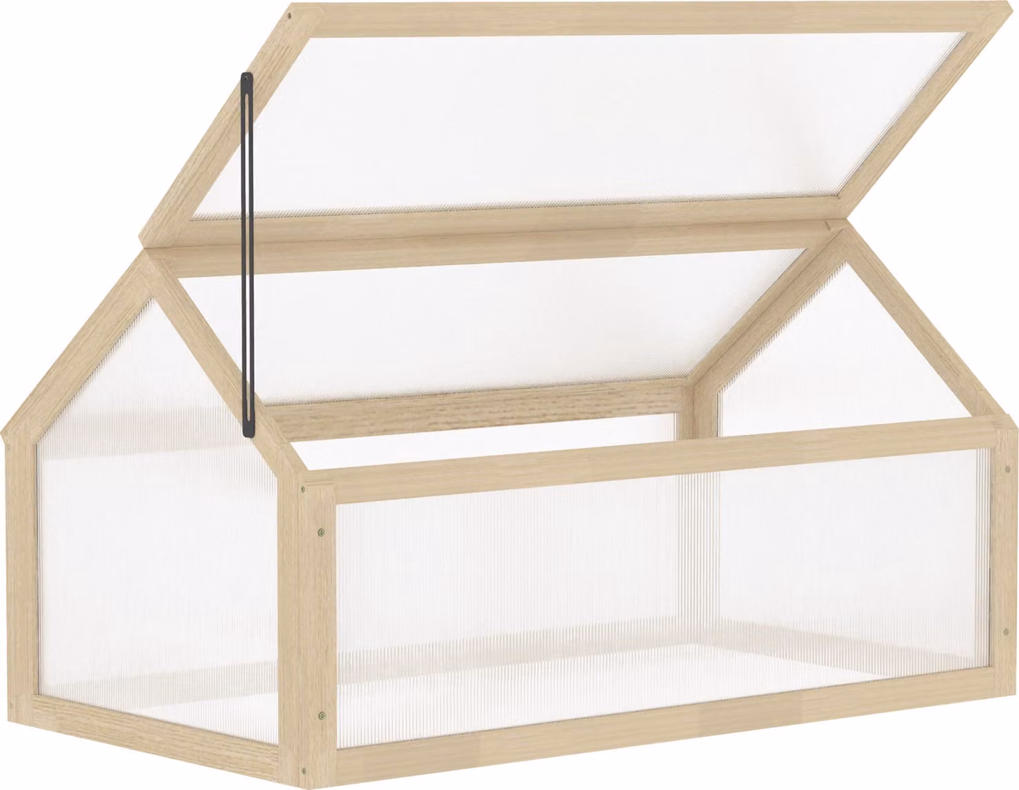 Serra da giardino in legno Moonbite con copertura trasparente, coperchio regolabile fino a 80°, mini serra 90 × 52 × 49,5 cm, ideale per giardino e balcone, realizzata in legno naturale