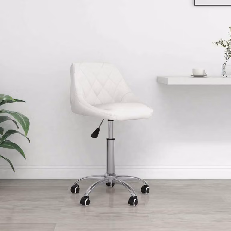 The Living Store Sedia da ufficio girevole in ecopelle bianca