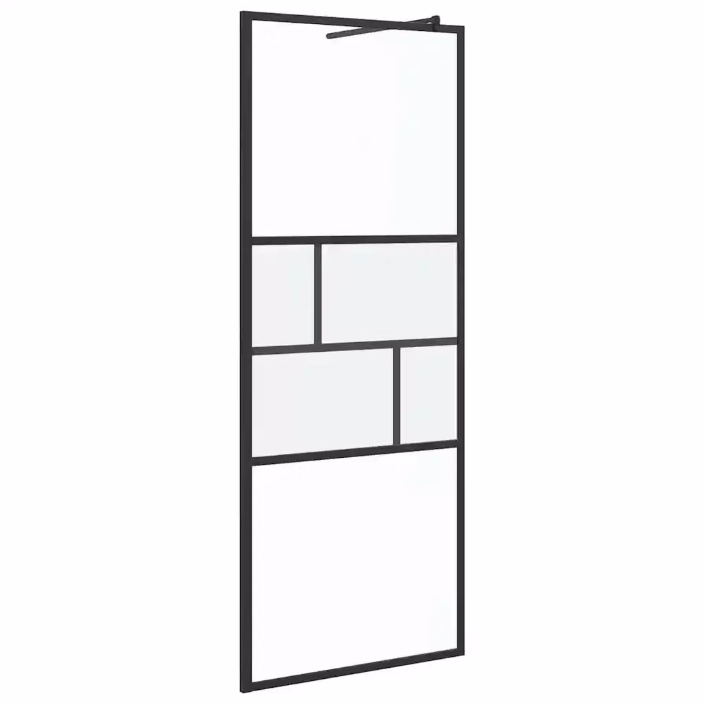Parete Doccia Walk-in vidaXL in Vetro Opaco e Alluminio Nero, L: 80 cm, H: 195 cm – 2