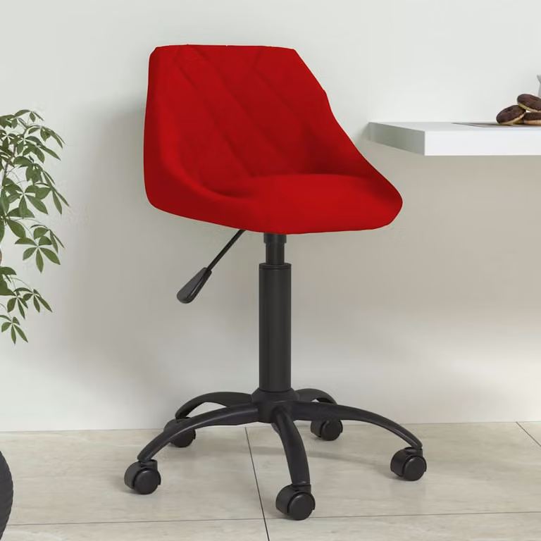 Sedia da ufficio girevole vidaXL in velluto rosso con ruote per adulti