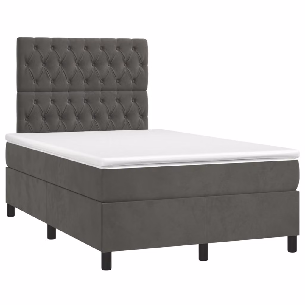 Maison Exclusive - Letto boxspring con materasso e LED grigio scuro 120x190 cm velluto
