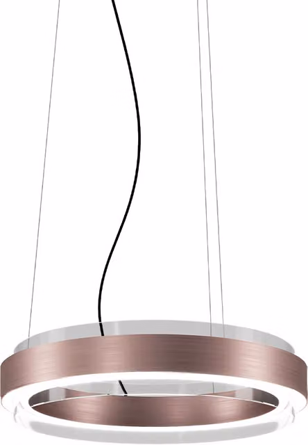 Lampada a sospensione Vistosi Phoenix in vetro e metallo con LED dimmabile, disponibile nei colori nero, rame e bronzo