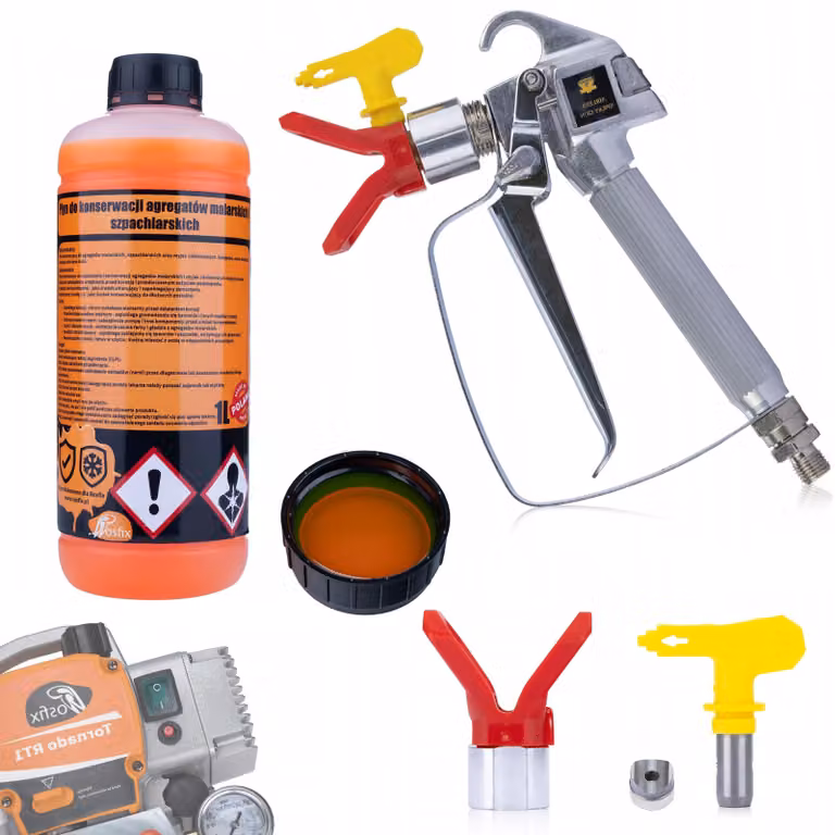 Rosfix PaintPatron 3in1 1L Fluido per la Manutenzione e la Pulizia + Pistola per Verniciatura per il Dispositivo con Ugello 517 e Copriugello