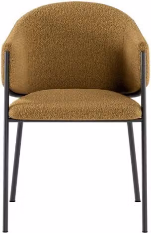 Sedia Medea in tessuto easy-clean colore ocra con struttura in metallo verniciato antracite, sedia dal design moderno - Medea