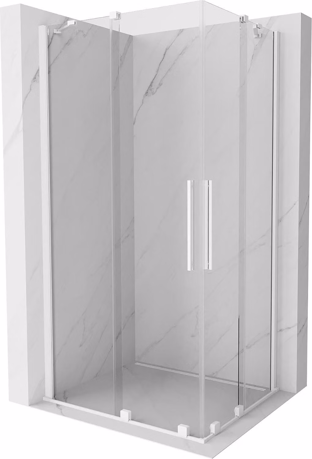 Mexen Velar Duo cabina doccia scorrevole 100 x 90 cm, trasparente, bianco - 871-100-090-02-20
