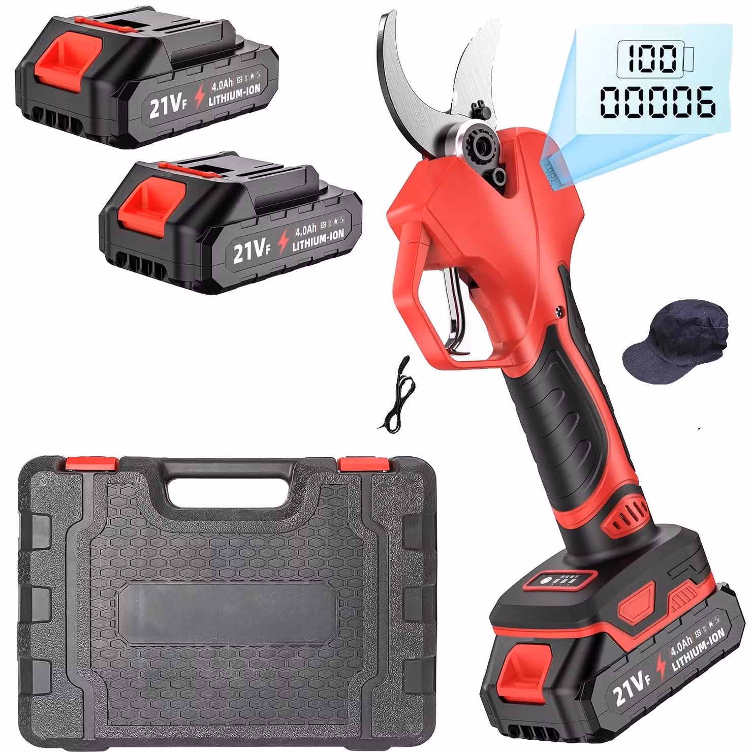 Tagliasiepi elettrici, motore brushless, sistema a doppia batteria, con 2 batterie, UE