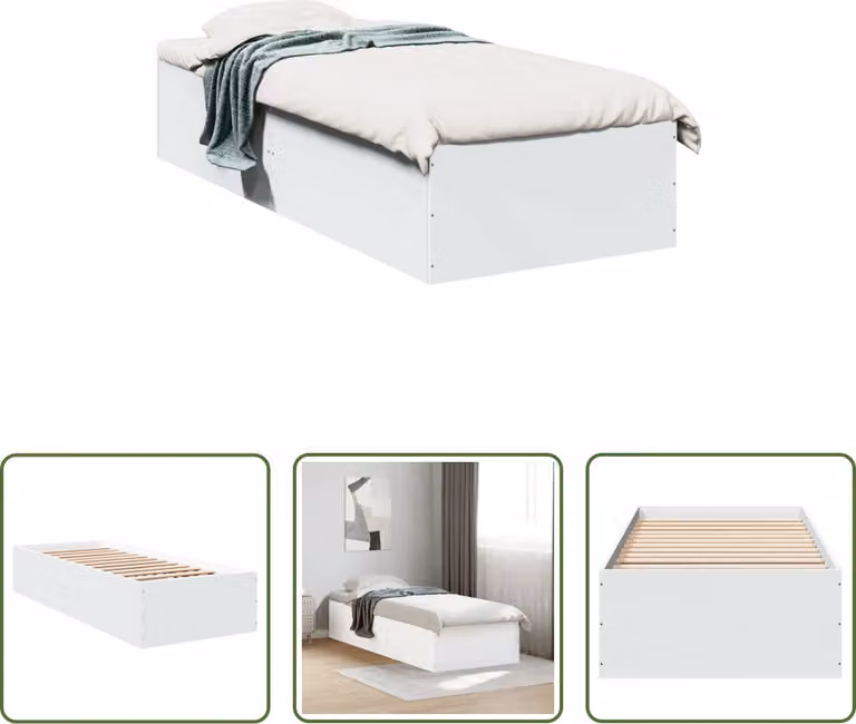 The Living Store Struttura letto bianca 90x200 cm in materiale ligneo