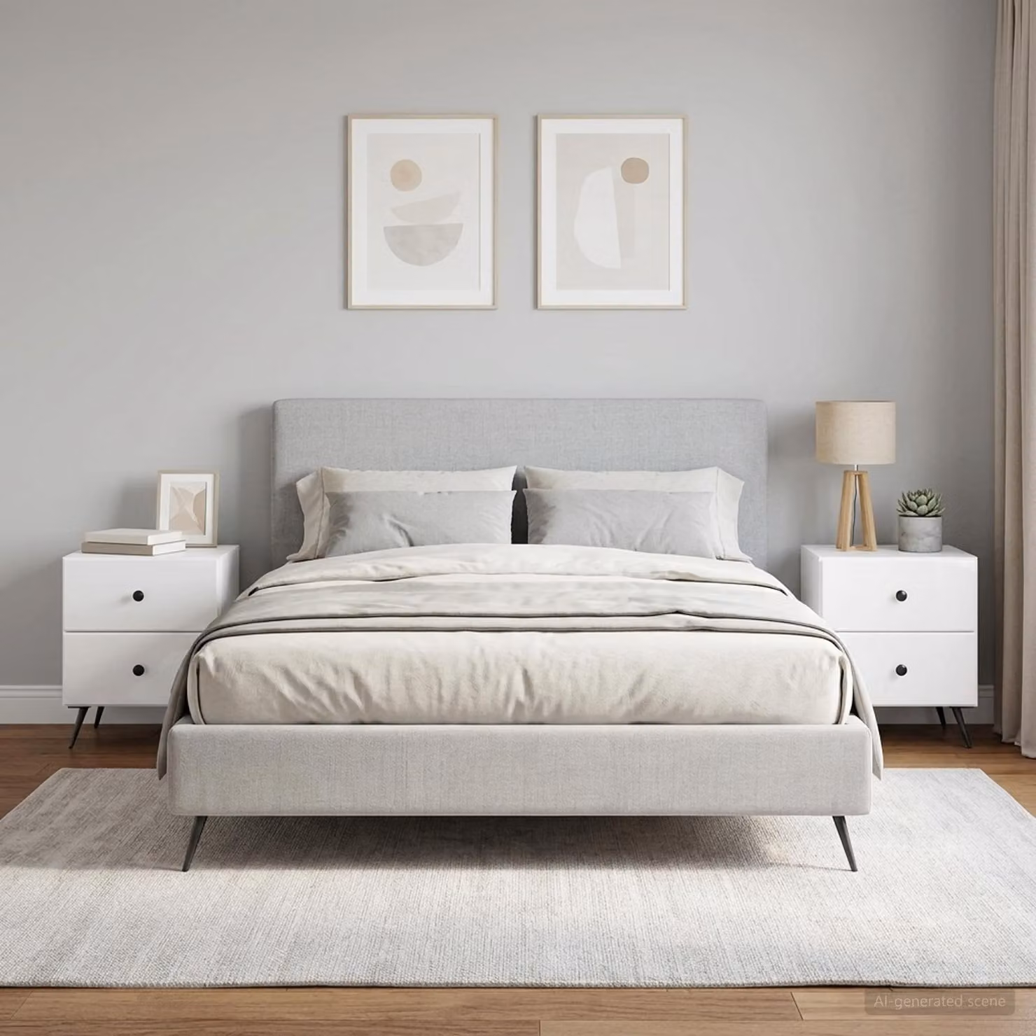 Set di 2 armadi da notte vidaXL in bianco lucido L: 43 cm, P: 34,5 cm, H: 47,5 cm