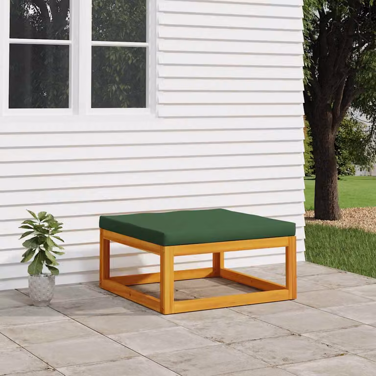 vidaXL Poggiapiedi da Giardino in Legno di Acacia con Cuscino Verde