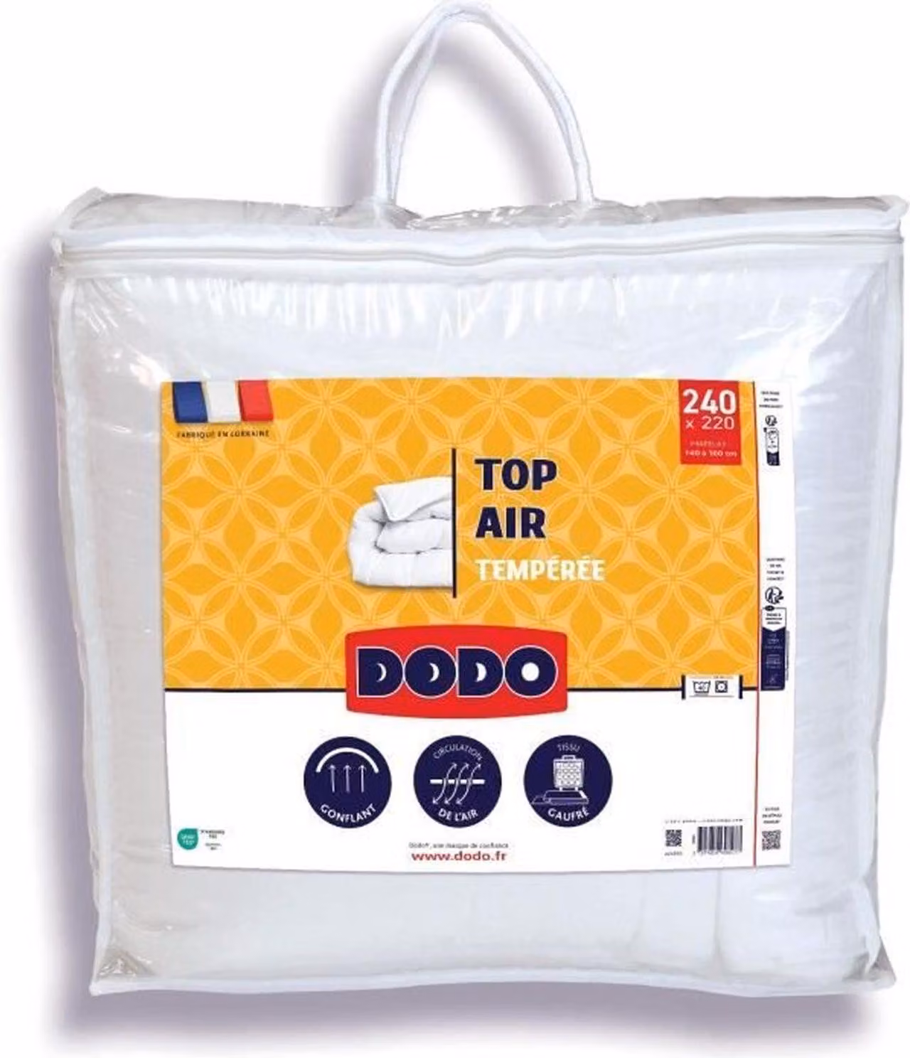 Piumino temperato - DODO - TOP AIR - 220 x 240 cm - 300 g/m² - Bianco