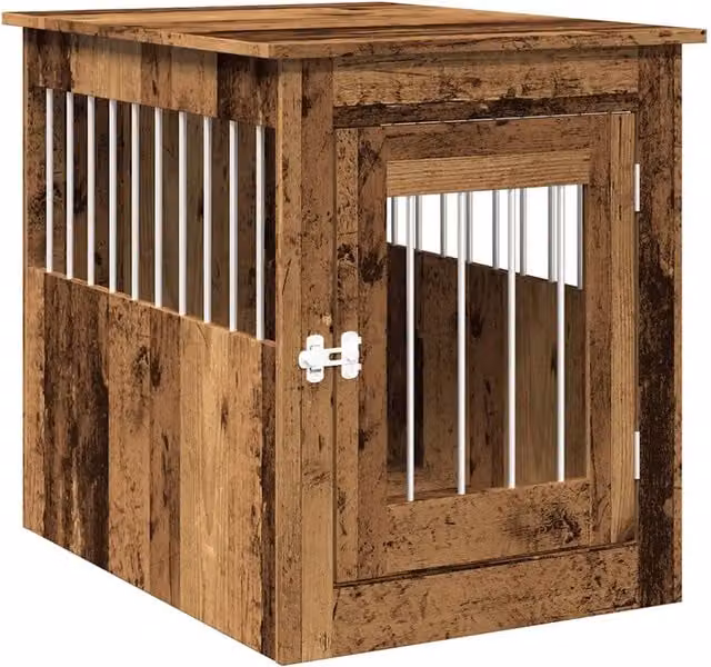 Gabbia per cani in legno multistrato e metallo color marrone stile rustico CFW7900184 L: 75 cm, P: 65 cm, H: 55 cm