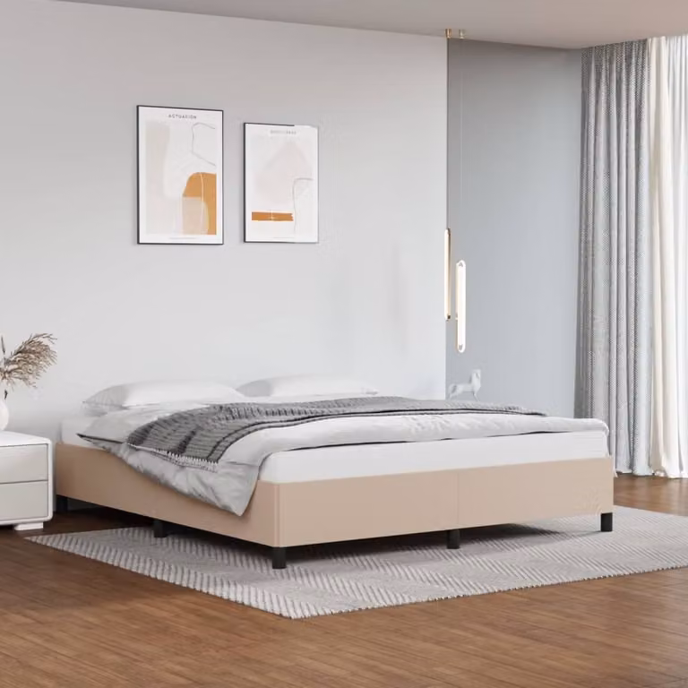 vidaXL Struttura letto cappuccino marrone 160x200 cm in Pelle finta - Struttura letto - Cornici letto - Letto - Mobili per la camera da letto