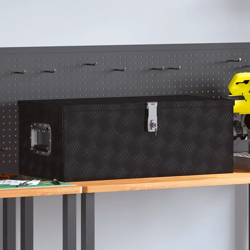 Contenitore Portaoggetti Nero in Alluminio e Acciaio Inox CFW9126629 L: 80 cm, P: 39 cm, H: 30 cm – 2