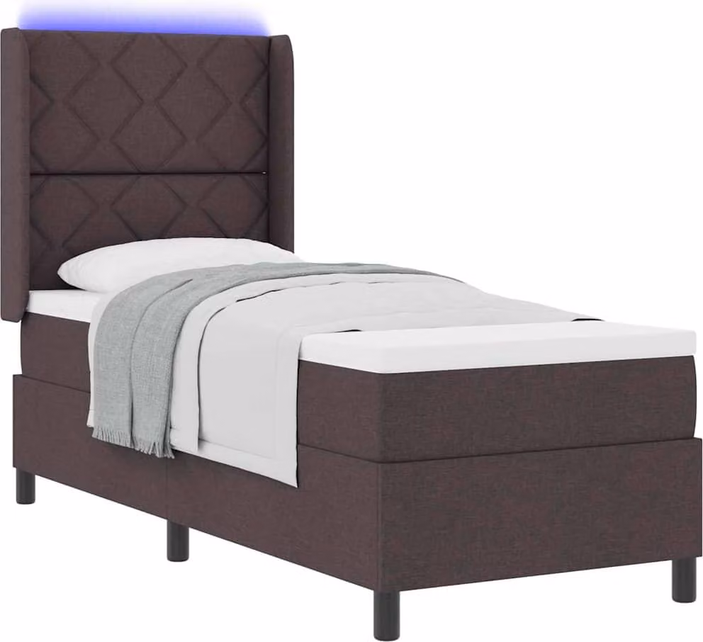 SYFAX™ Letto a Sorgente LED Marrone Scuro 80 x 200 cm Tessuto