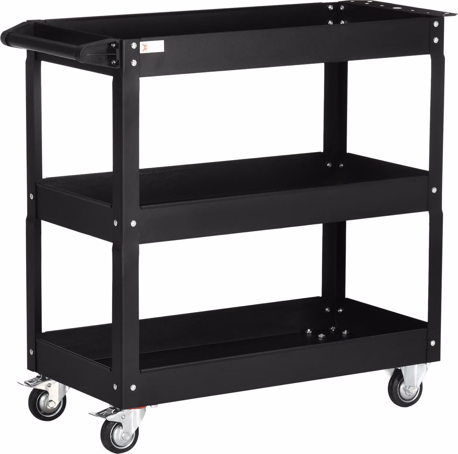 DURHAND carrello da officina in acciaio 3 ripiani su ruote con maniglia - carico massimo 150 kg - 83 x 35,3 x 76 cm nero