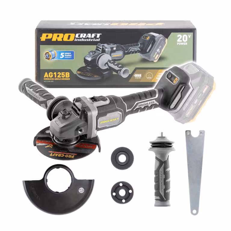 Procraft Industrial AG125Bbb Smerigliatrice angolare a batteria 20 V 125 mm Brushless Solo - senza batteria, senza caricabatteria