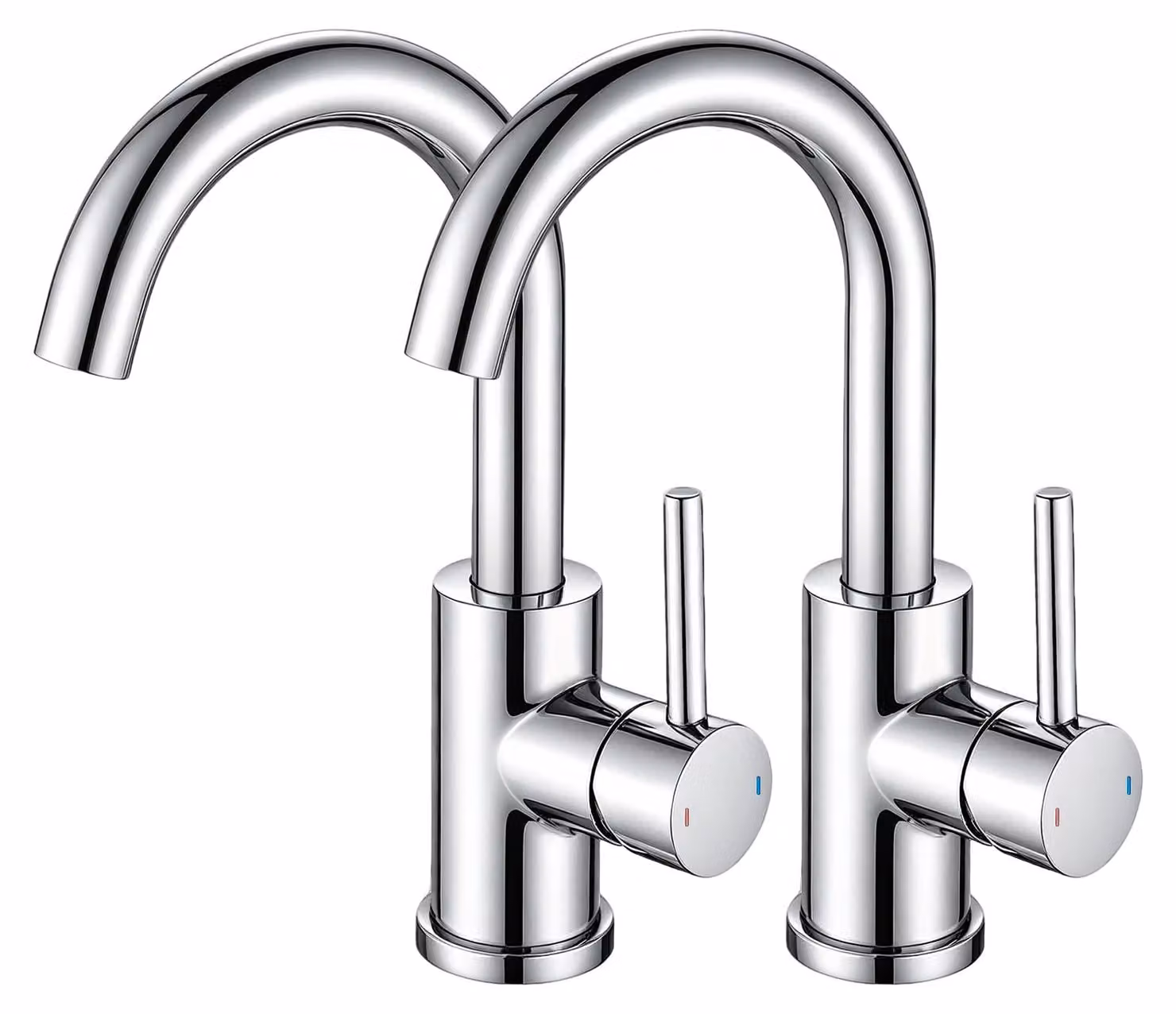 Miscelatore per lavabo a due maniglie, cromo, acciaio inossidabile, confezione da 2 pezzi