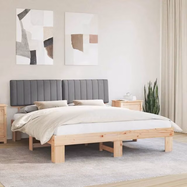 Letto con Testiera Rivestita-Struttura Letto con Testiera Grigio chiaro 180 x 200 cm 119078