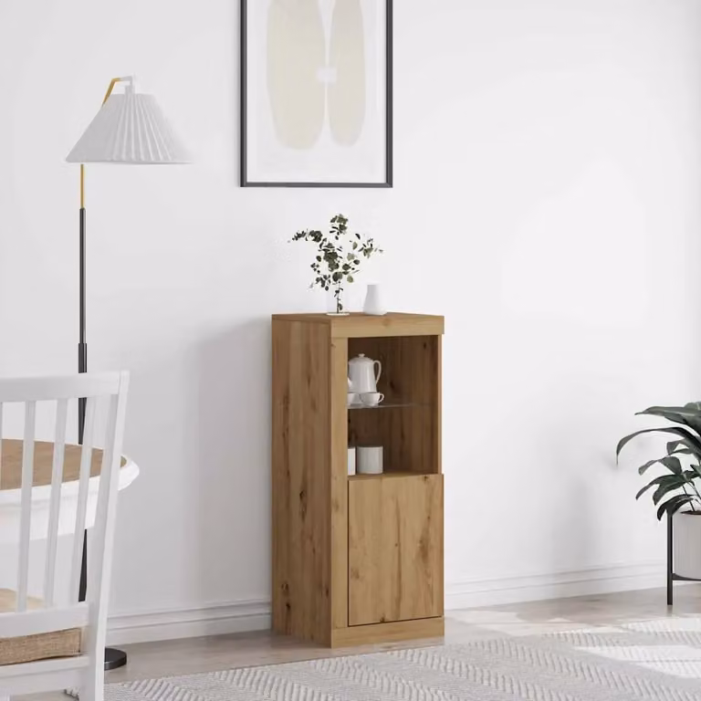 Madia moderna vidaXL in rovere con illuminazione LED e finitura opaca, L/P/H: 41 x 37 x 100 cm