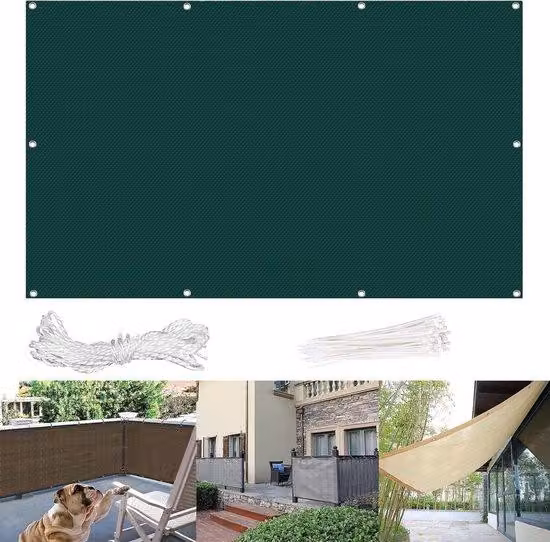 Recinzione da giardino - Schermatura per balconi - Rete di protezione - Protezione dal sole e permeabilità alle intemperie - 125 x 500 cm - Verde scuro