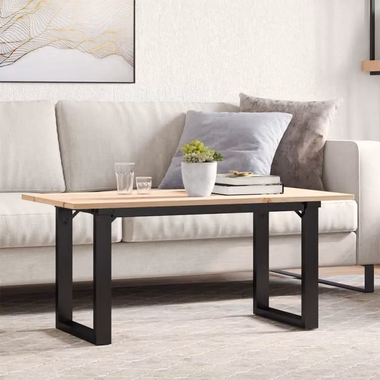 Maison Exclusive - Tavolino da Salotto Telaio a O 90x40x45cm Legno Pino e Acciaio
