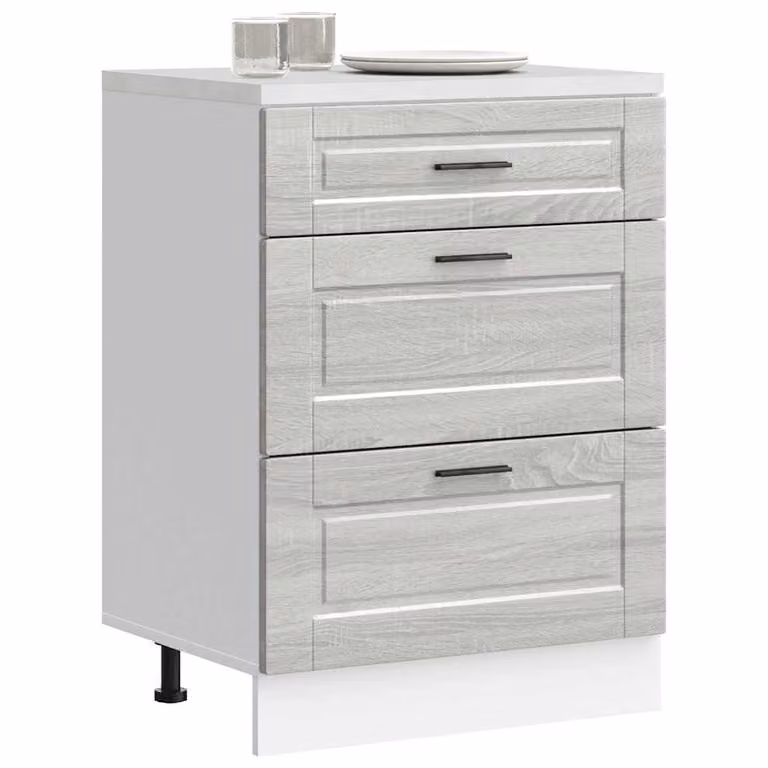 Base da cucina moderna vidaXL in legno multistrato e MDF, colore Grigio Sonoma, L: 60,0 cm, P: 46,0 cm, H: 81,5 cm