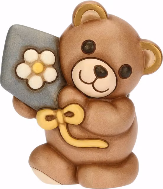 Thun Teddy Primavera in ceramica con aquilone, decorazione floreale marrone, medio