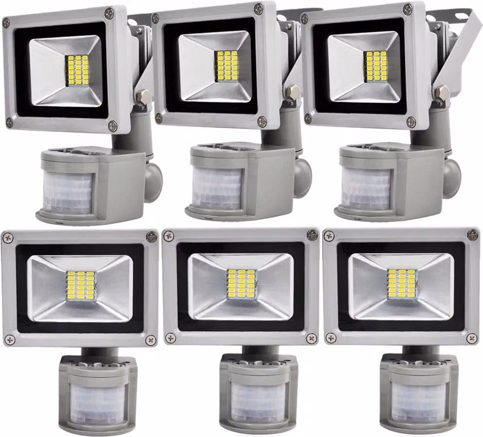 Greenmigo 6x 20W SMD Proiettore con sensore di movimento, luce bianca fredda, IP65, impermeabile, lampada LED, applique, illuminazione diffusa, illuminazione da esterno, lampada da giardino LED, faretto da esterno