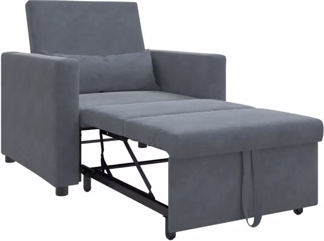 Divano letto | Sof¨¤ letto | Letto singolo estraibile singolo con ruote Grigio scuro Velluto