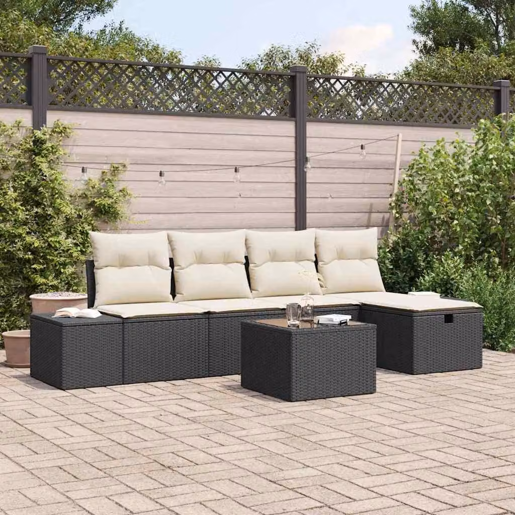 Maison Exclusive - Set di divani da esterno, 6 pezzi, in rattan sintetico