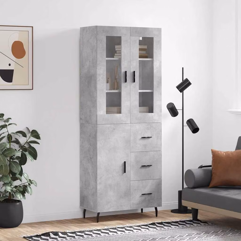 vidaXL Credenza Minimalista Grigia con Ante a Battente e Ripiani Interni in Legno e Metallo L: 69,5 cm, P: 34 cm, H: 180 cm
