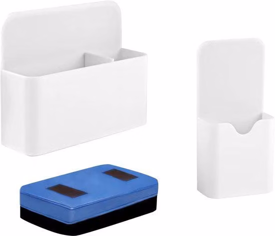 Set di portapenne magnetici Ibenzoa® con lavagna – Realizzato in ABS, dotato di magneti extra resistenti, disponibile in 2 dimensioni (12×10×5 cm e 5,5×12×2,5 cm), include 2 cancellini blu, ideale per la casa, l'ufficio e la scuola