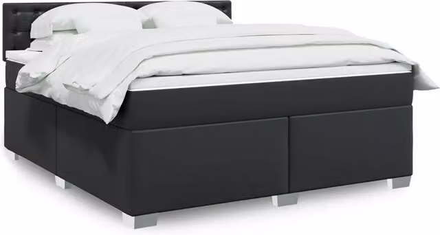 Letto con Giroletto a Molle e Materasso vidaXL in Similpelle Nero e Bianco L/P/H: 180 x 200 cm – 1
